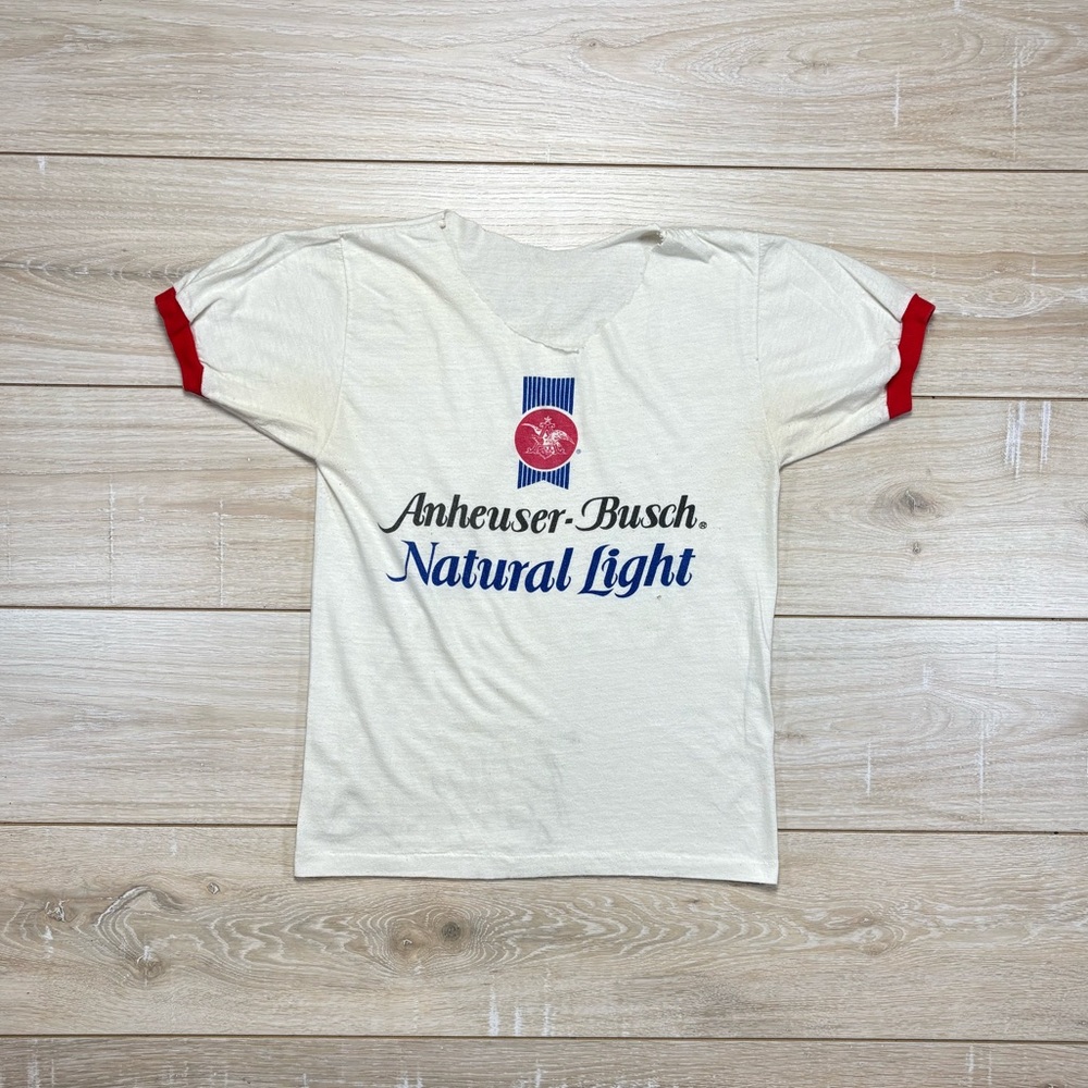 Vintage 80s Busch Light Ringer tee | Size Womens M